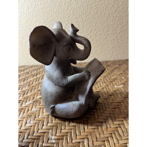 Ari Bookends Reading Elephant Statuettes Classic Brown Resin - Set of 2 - Picture 8 of 13